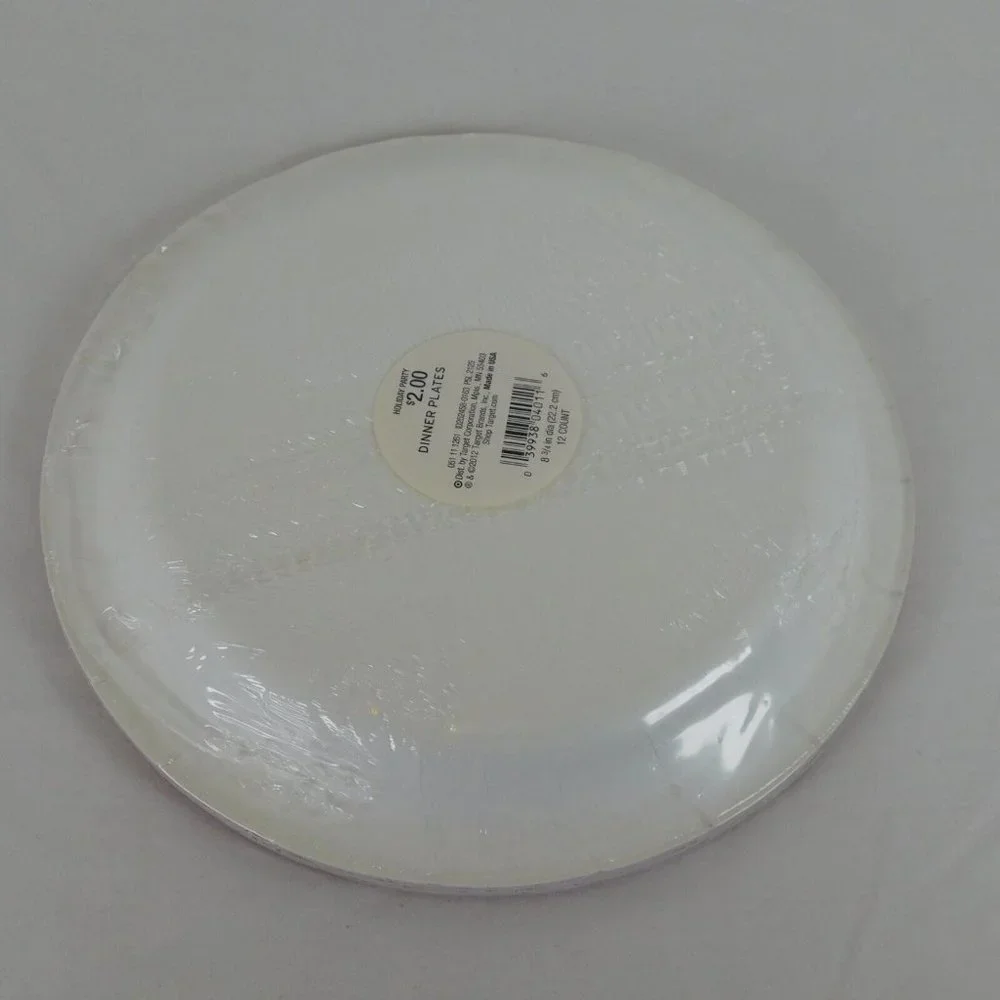Set of 4 Dinner Plates Beverage Napkins Red Green Santa Christmas Tidings Target